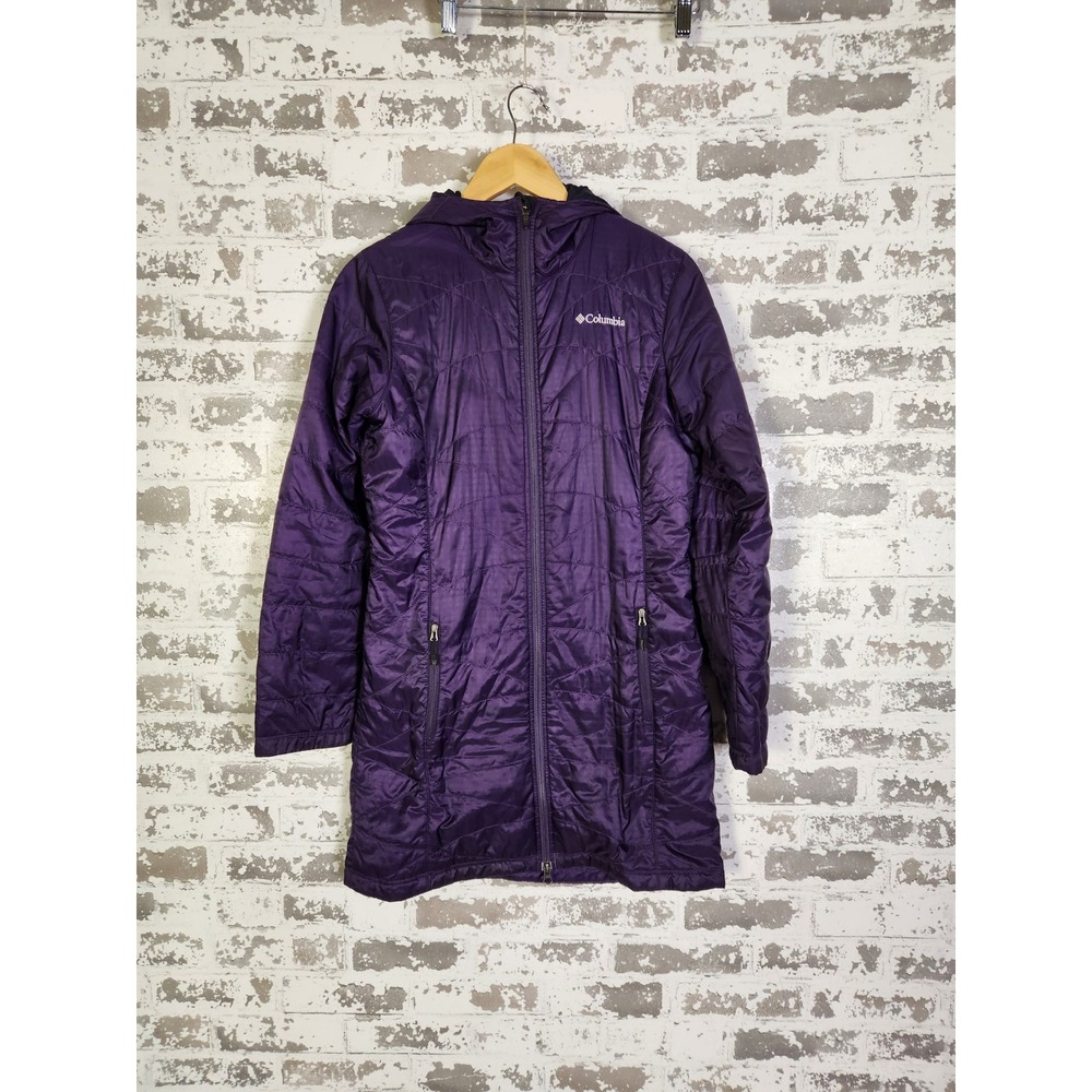Columbia Omni Heat Insulated Hooded Parka Jacket Purple Women's XS Lightweight - Picture 1 of 16